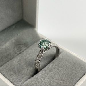 Light Blue Green 1ct Moissanite round Cut Solitaire Engagement Ring 8
